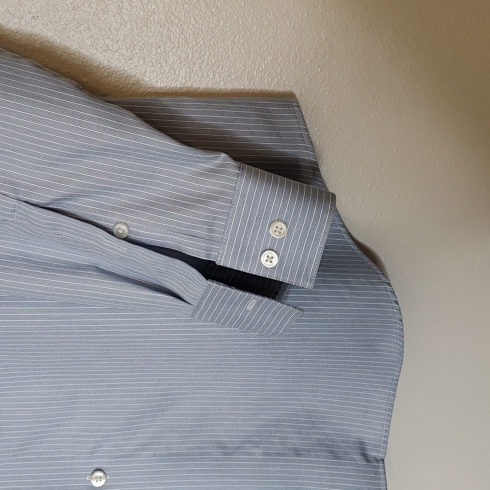 Calvin Klein Infinite No Iron Shirt Mens Stripes Preppy Office Tailored Fall - Picture 4 of 8